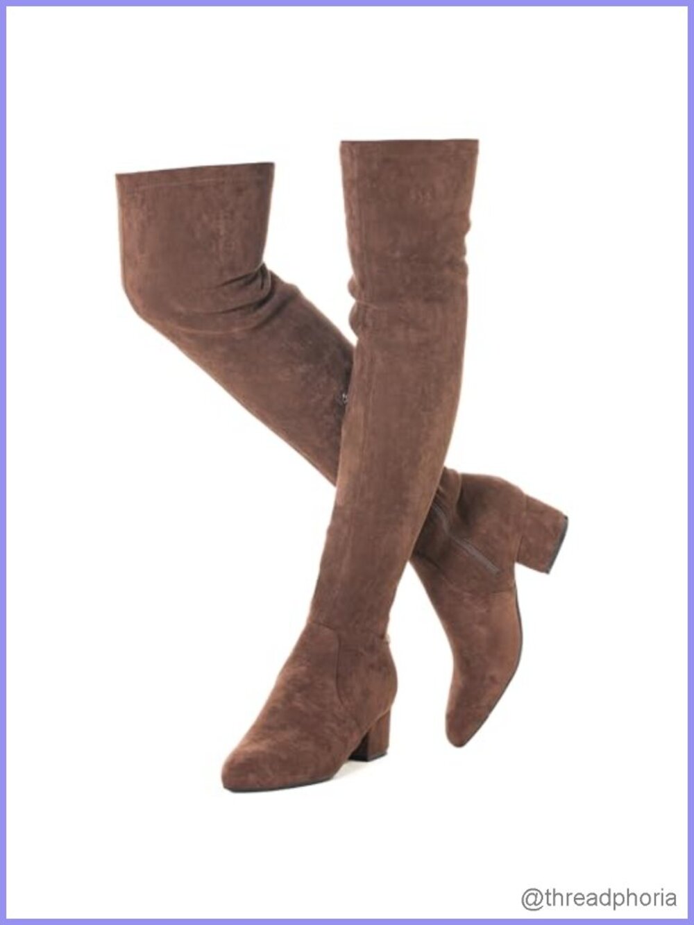 Faux Suede Over the Knee Boots Low Heel Block Winter Chunky OTK Comfort
